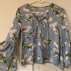 floral lace up top